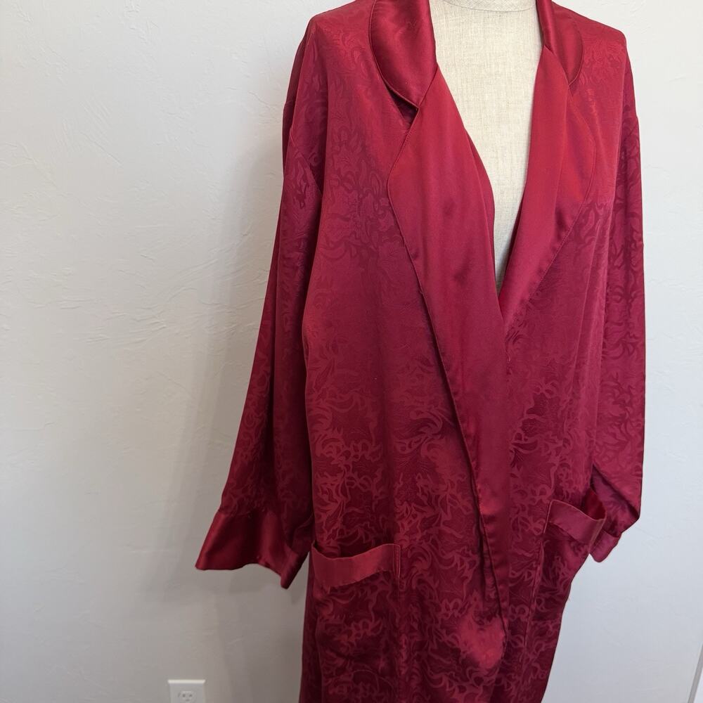 Vtg 90s Victoria's Secret Sz S Gold Label Satin Robe Jacquard Floral NO BELT - Picture 3 of 11
